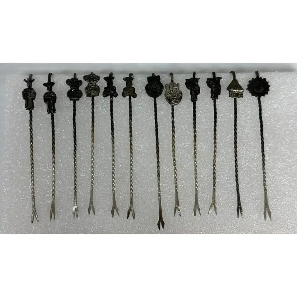 Vintage 27 Hors D'oeuvres Appetizer Forks Asian Mayan Spanish Figures Cocktails‎